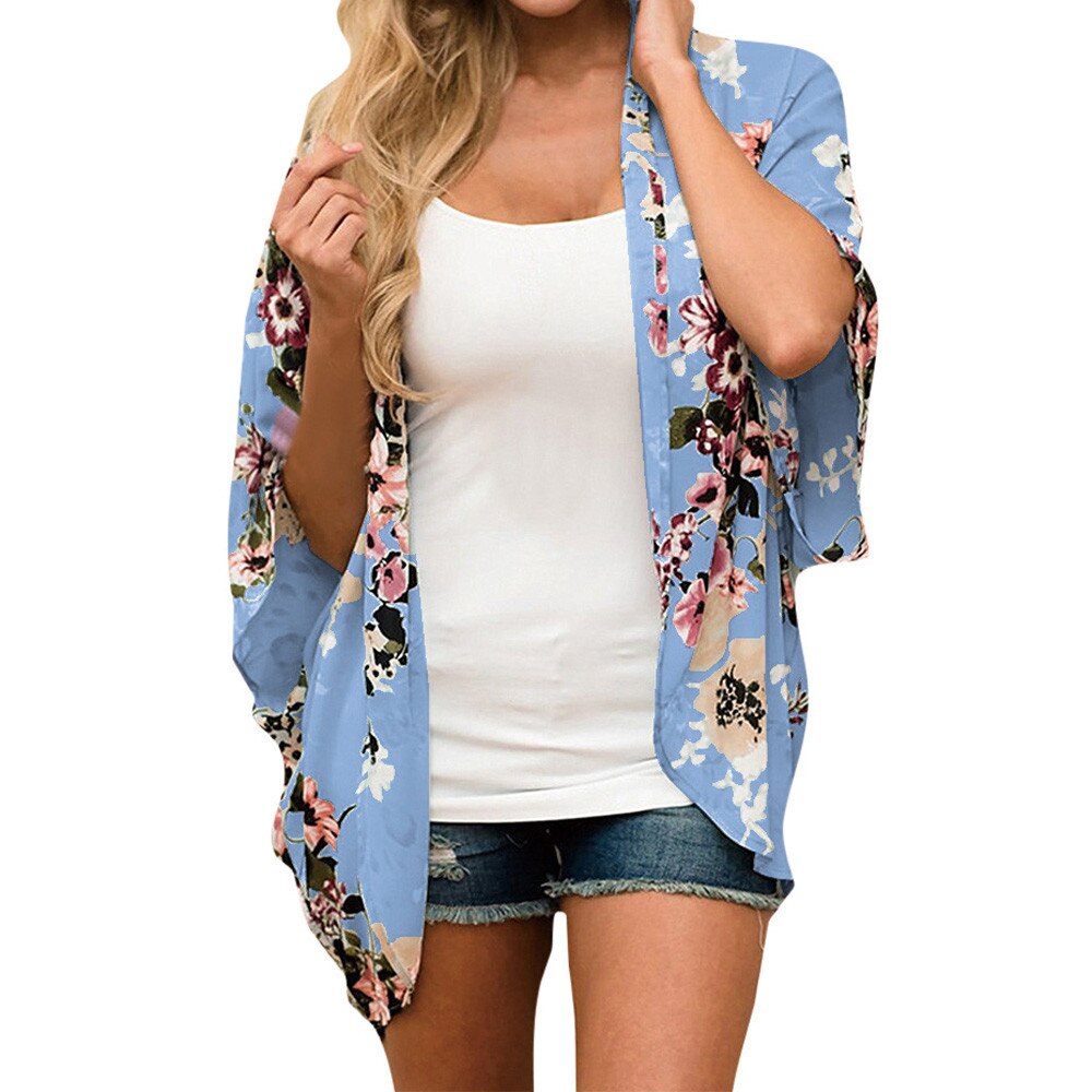 Women Kimono Loose Camisas Shawl Cardigan Summer Floral Printed Chiffon Blouse Fashion Feminino Ladies blusas Shirt Tops