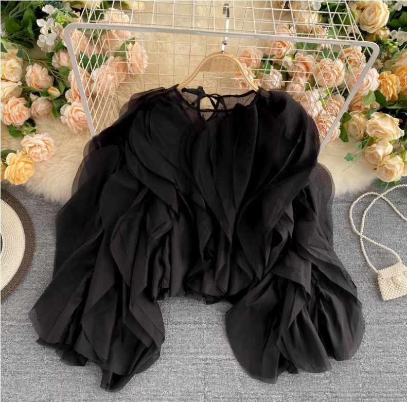 Design Sense Costumes Are Very Fairy Top New Women's Multi-Layer Ruffled Quality Chiffon Shirt