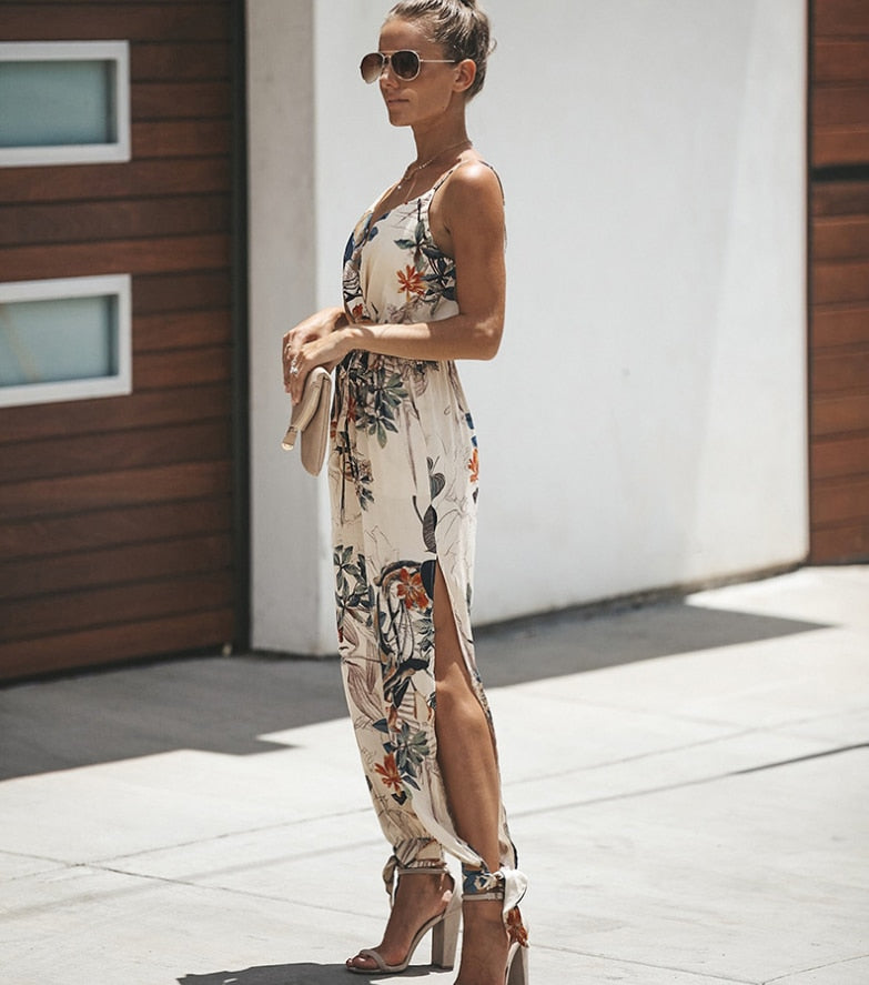 Femme Feminino Floral V Neck Playsuit Overalls Print Spring Summer Jumpsuit
