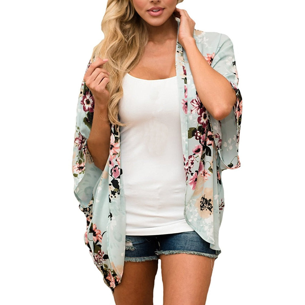 Women Kimono Loose Camisas Shawl Cardigan Summer Floral Printed Chiffon Blouse Fashion Feminino Ladies blusas Shirt Tops