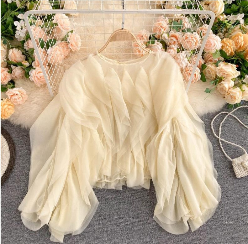 Design Sense Costumes Are Very Fairy Top New Women's Multi-Layer Ruffled Quality Chiffon Shirt