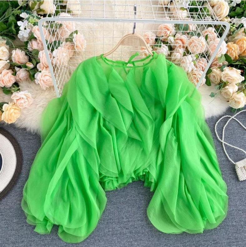Design Sense Costumes Are Very Fairy Top New Women's Multi-Layer Ruffled Quality Chiffon Shirt