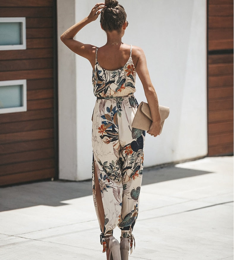 Femme Feminino Floral V Neck Playsuit Overalls Print Spring Summer Jumpsuit