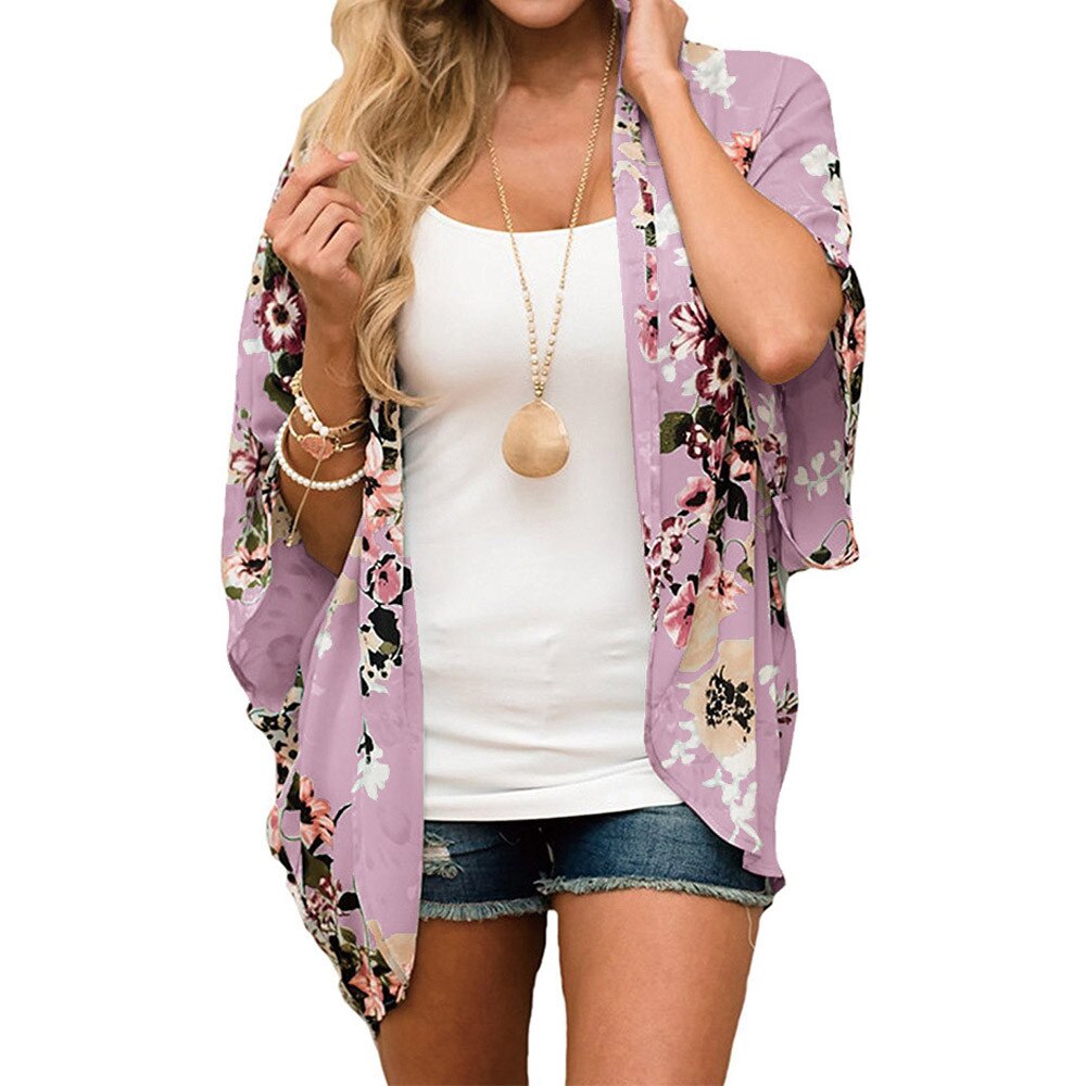 Women Kimono Loose Camisas Shawl Cardigan Summer Floral Printed Chiffon Blouse Fashion Feminino Ladies blusas Shirt Tops