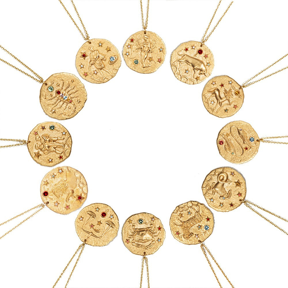 Artilady 12 Zodiac Necklace Pendant necklace Gold Constellation Necklace for Women Jewelry Party Gift