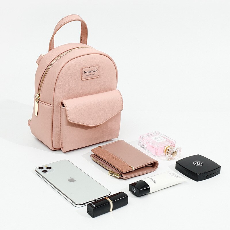 Women Backpack Mini Soft Touch Multi-Function Small Backpack Female Ladies Shoulder Bag Girl Purse Black