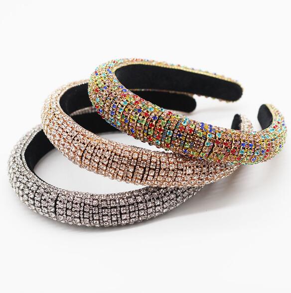 Baroque Full Crystal Hair Bands For Women Lady Luxury Shiny Padded Diamond Headband Hair Hoop Fashion Hair Accessories