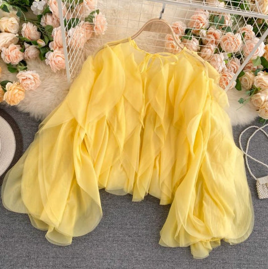 Design Sense Costumes Are Very Fairy Top New Women's Multi-Layer Ruffled Quality Chiffon Shirt