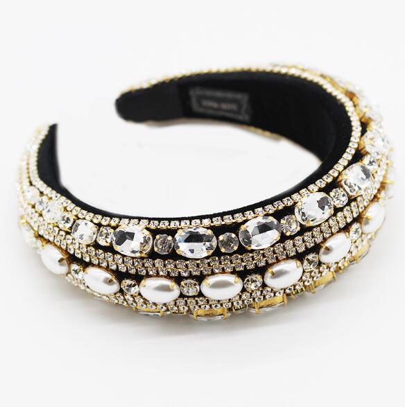 Baroque Full Crystal Hair Bands For Women Lady Luxury Shiny Padded Diamond Headband Hair Hoop Fashion Hair Accessories