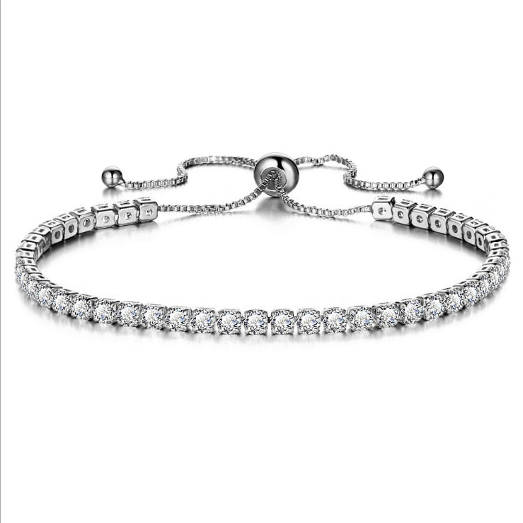 Luxury 4mm Cubic Zirconia Tennis Bracelets Iced Out Chain Crystal Wedding Bracelet For Women Men Gold Silver Color Bracelet