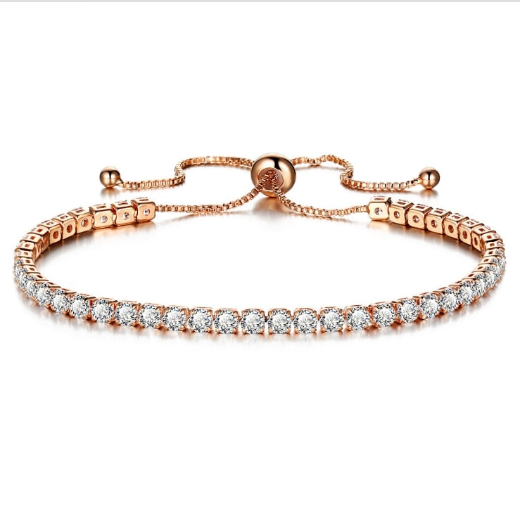 Luxury 4mm Cubic Zirconia Tennis Bracelets Iced Out Chain Crystal Wedding Bracelet For Women Men Gold Silver Color Bracelet