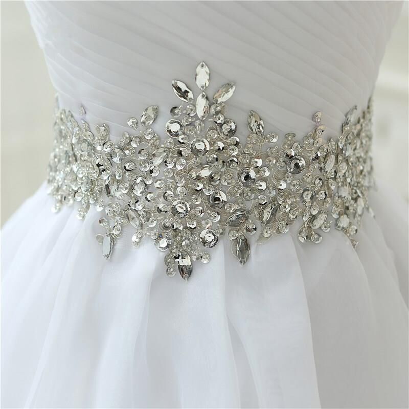 White Vestido De Noiva  Design A line Perfect Belt Robe De Mariage Strapless Lace Up Wedding Dresses