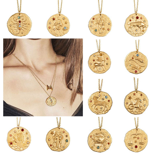 Artilady 12 Zodiac Necklace Pendant necklace Gold Constellation Necklace for Women Jewelry Party Gift