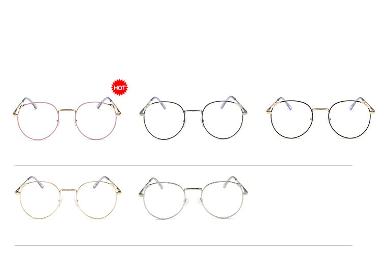 New metal anti-blue glasses fashion cat eye flat mirror spring foot computer student eye protection glasses frame