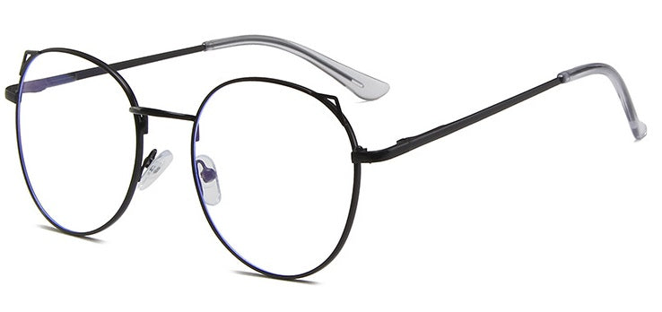 New metal anti-blue glasses fashion cat eye flat mirror spring foot computer student eye protection glasses frame
