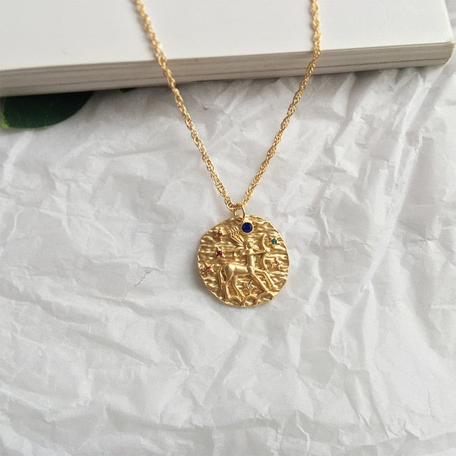 Artilady 12 Zodiac Necklace Pendant necklace Gold Constellation Necklace for Women Jewelry Party Gift