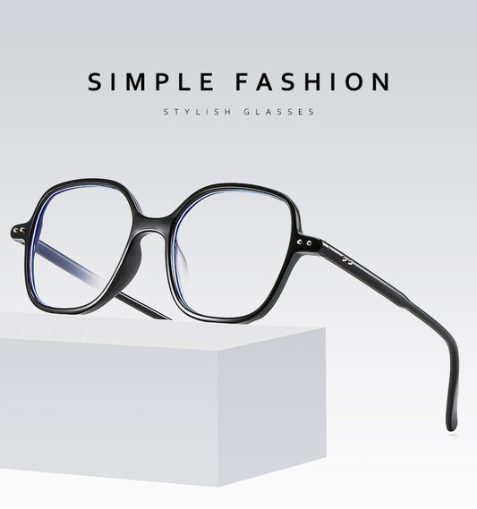 2021 new retro and artistic fresh eyeglass frame fashion rice nail frame mirror simple large frame anti-blue light flat mirror