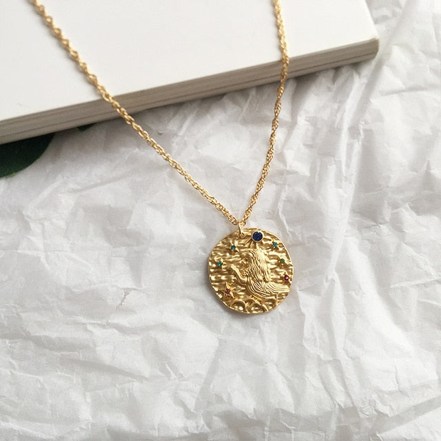 Artilady 12 Zodiac Necklace Pendant necklace Gold Constellation Necklace for Women Jewelry Party Gift