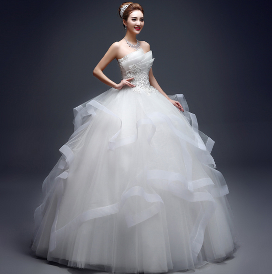 100% real photo Appliques pearls Vintage White Wedding Dresses  Vestidos de Noivas Plus Size Strapless Bridal Ball Gowns