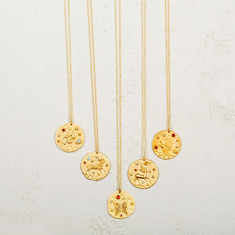 Artilady 12 Zodiac Necklace Pendant necklace Gold Constellation Necklace for Women Jewelry Party Gift
