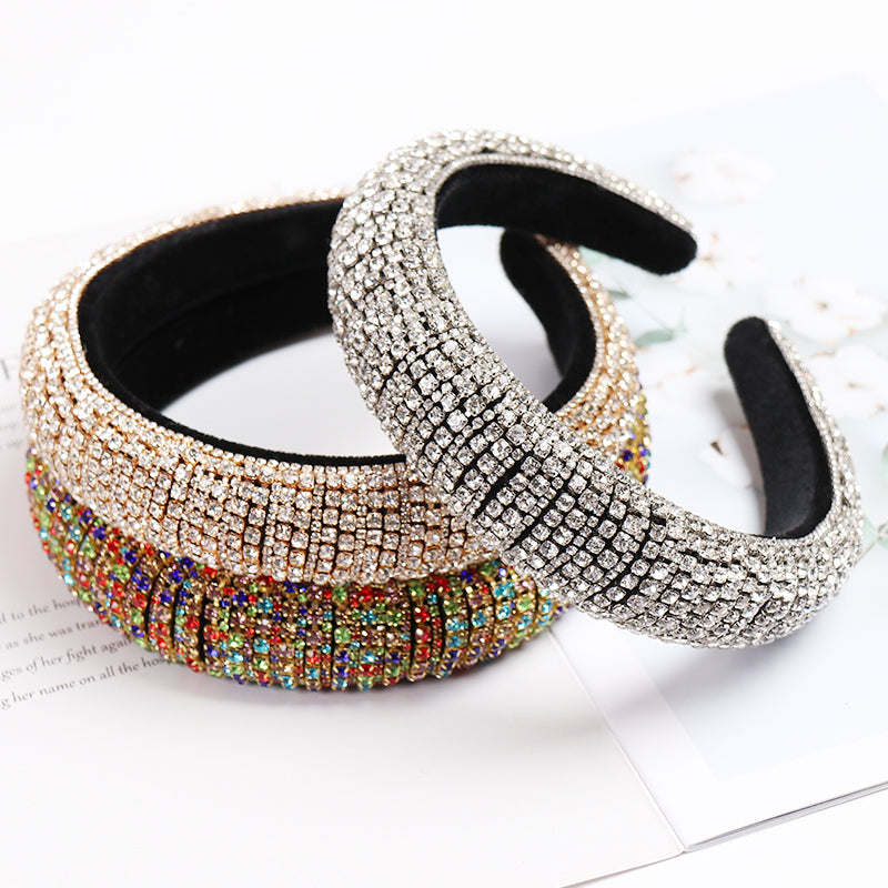 Baroque Full Crystal Hair Bands For Women Lady Luxury Shiny Padded Diamond Headband Hair Hoop Fashion Hair Accessories